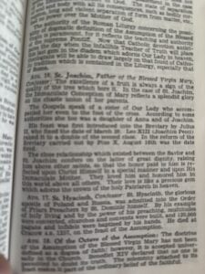 Sample page from The New Roman Missal showing short biographies of saints